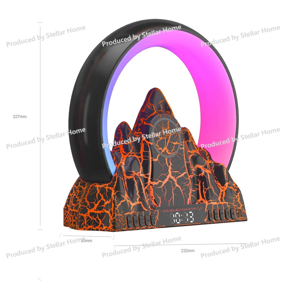 Wake-Up Light Sunrise Flame Mountain Style Tuya Smart APP Wireless Charger Atmosphere Desk Lamp Electronic Alarm Clock