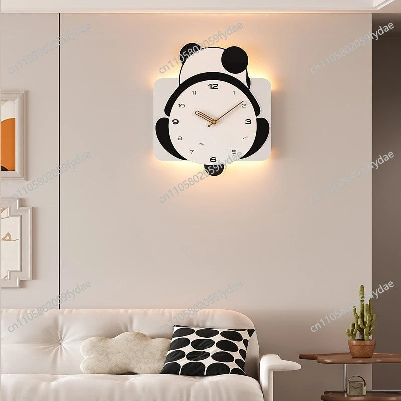 Panda Wall Clock Swing Feet New Simple Modern Living Room Clock Dining Room Silent Clock