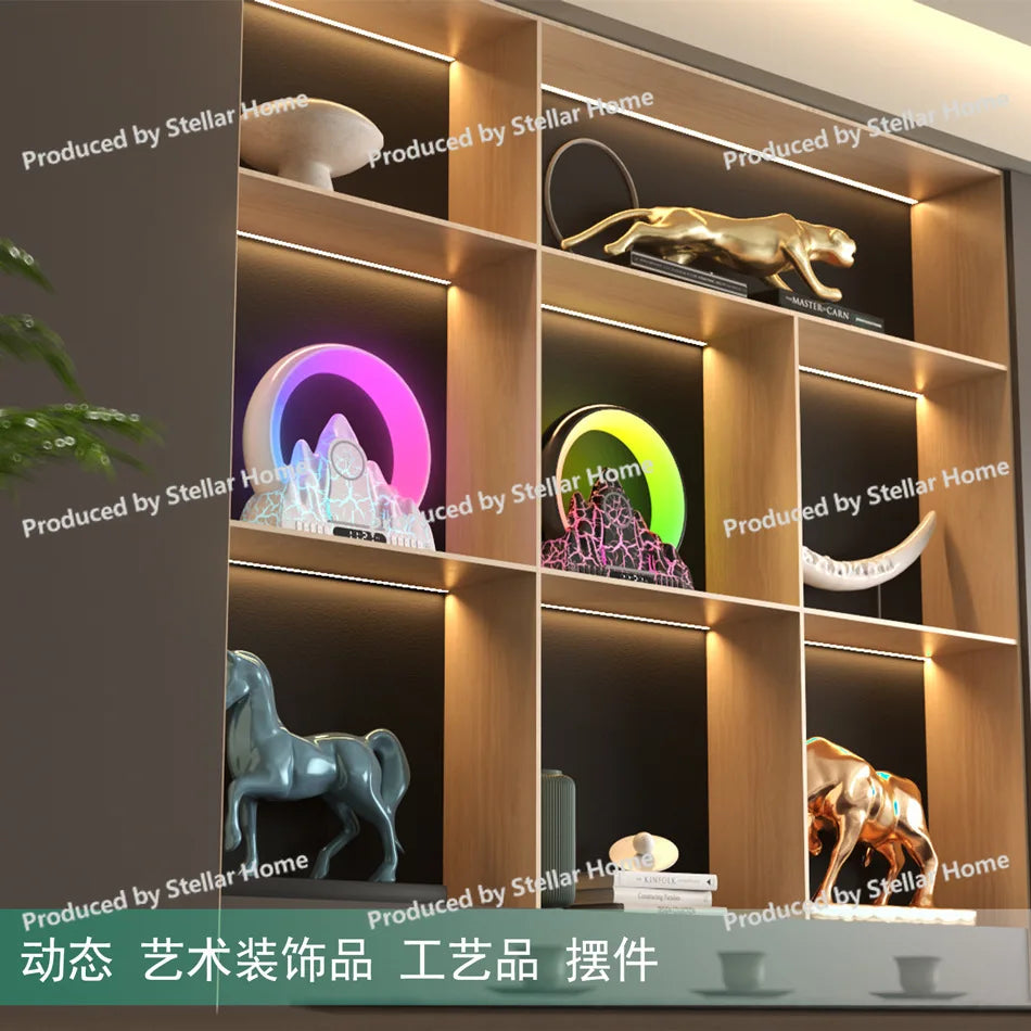 Wake-Up Light Sunrise Flame Mountain Style Tuya Smart APP Wireless Charger Atmosphere Desk Lamp Electronic Alarm Clock