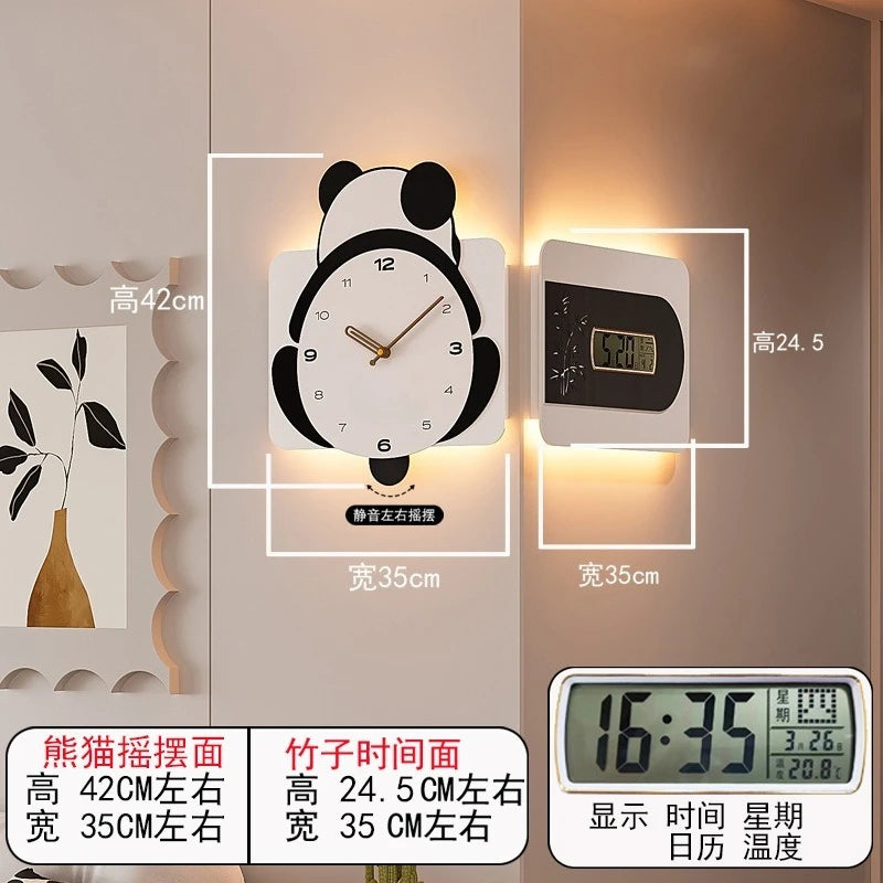 Panda Wall Clock Swing Feet New Simple Modern Living Room Clock Dining Room Silent Clock