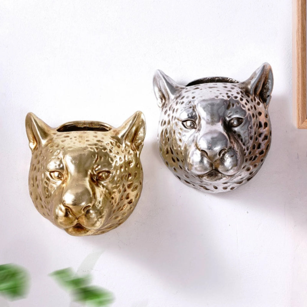 Leopard Head Planter Spotted Animal Head Planter Animal Face Flower Pot Open Top Home Decor Sturdy