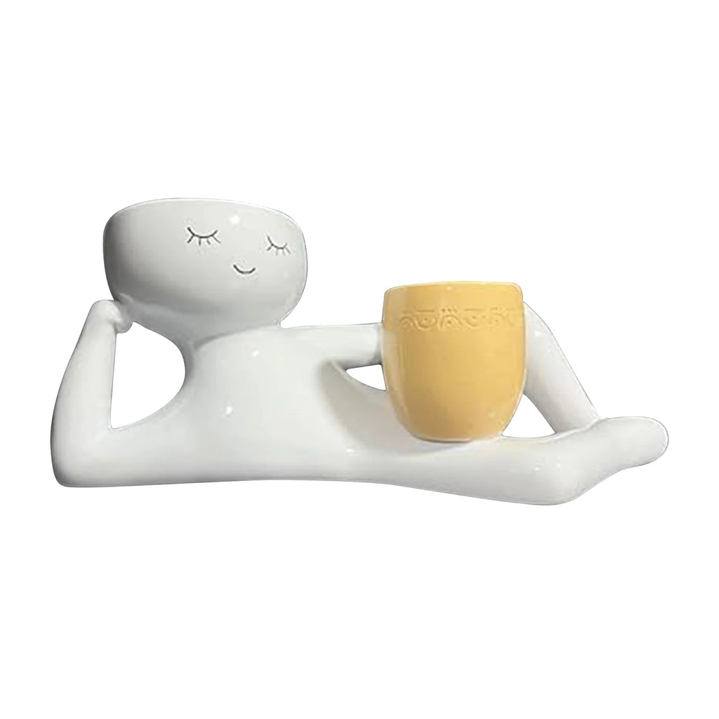 Lazy Little Guy Planter Unique Holding Pot Planter Funny Plant Pots for Succulent Cactus Plants Home Garden Desktop Decoration