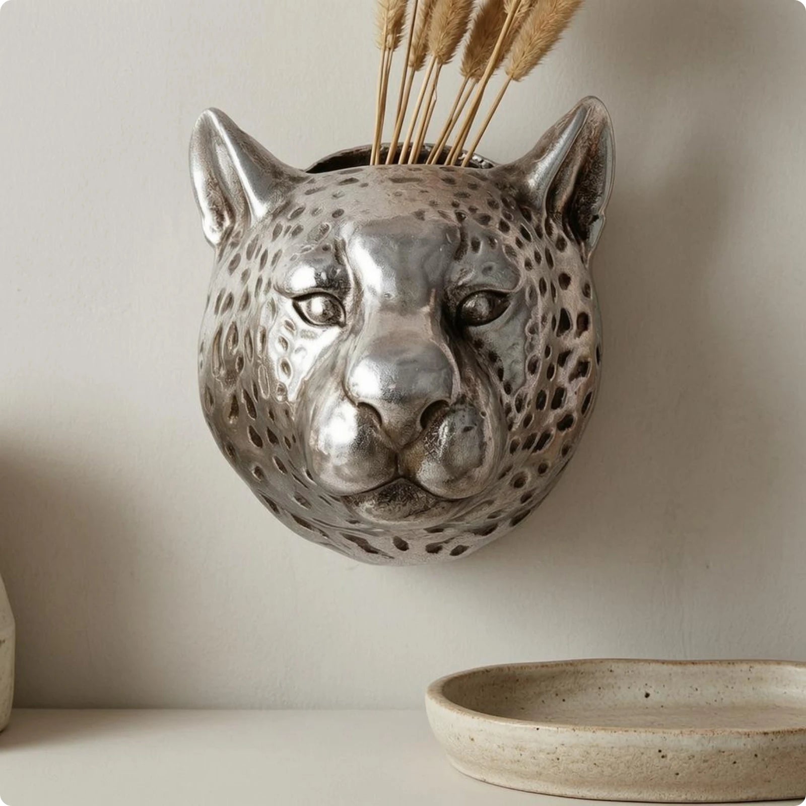 Leopard Head Planter Spotted Animal Head Planter Animal Face Flower Pot Open Top Home Decor Sturdy