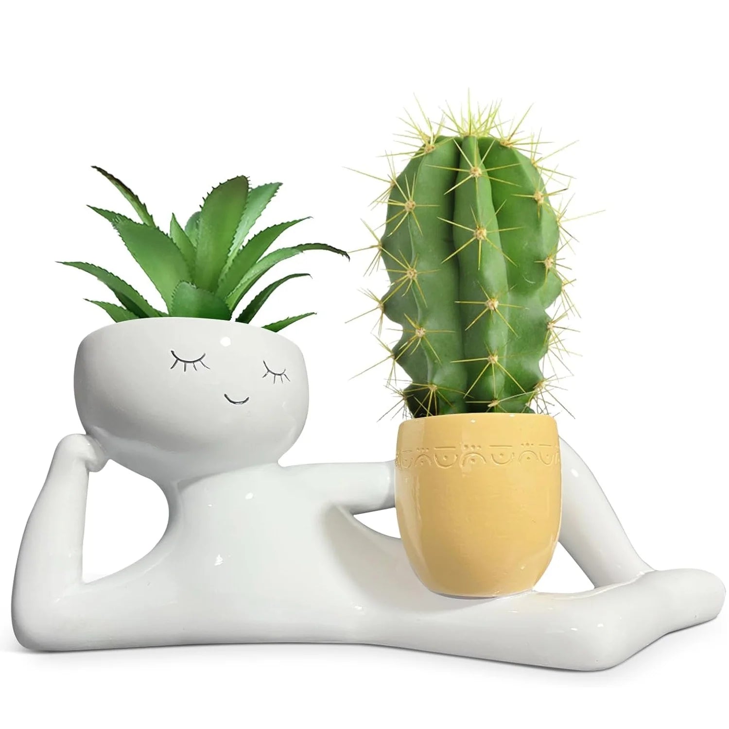 Lazy Little Guy Planter Unique Holding Pot Planter Funny Plant Pots for Succulent Cactus Plants Home Garden Desktop Decoration