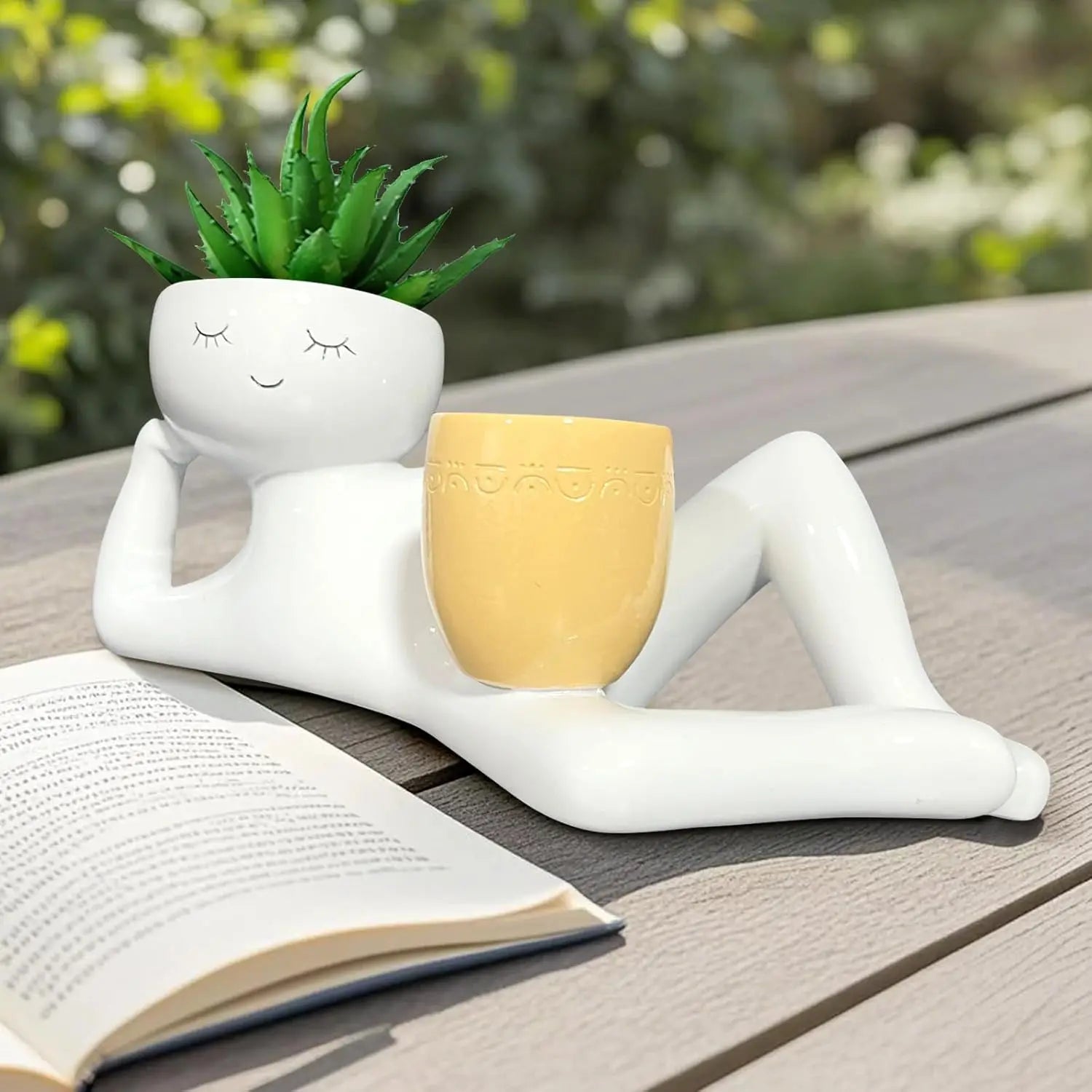 Lazy Little Guy Planter Unique Holding Pot Planter Funny Plant Pots for Succulent Cactus Plants Home Garden Desktop Decoration
