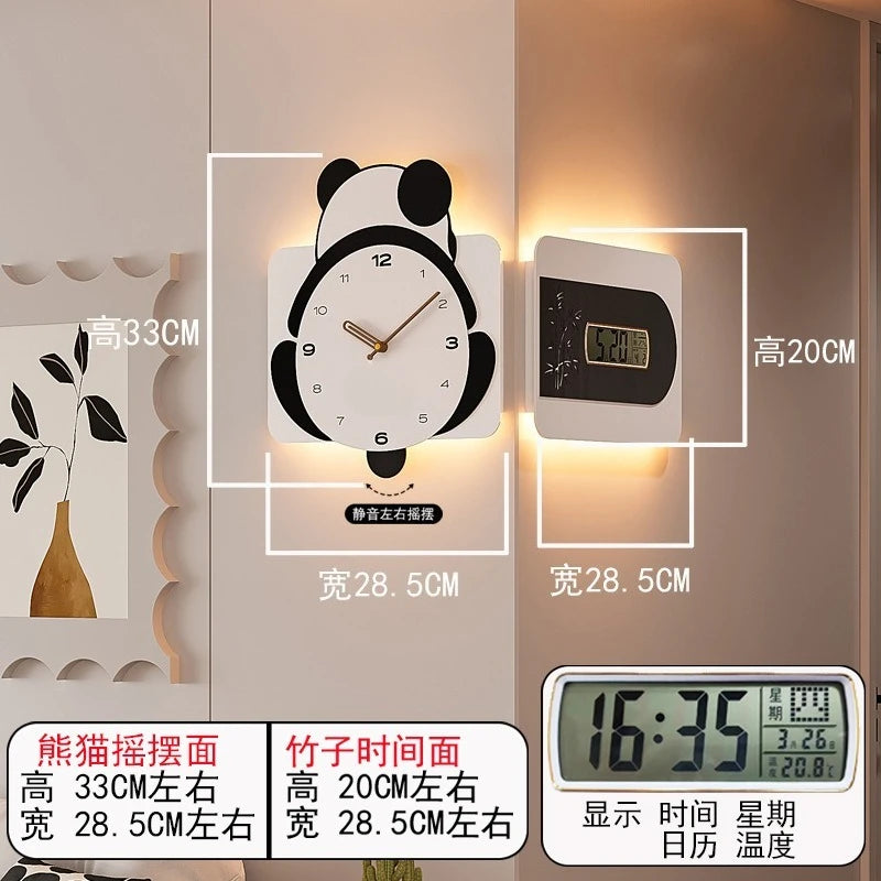 Panda Wall Clock Swing Feet New Simple Modern Living Room Clock Dining Room Silent Clock